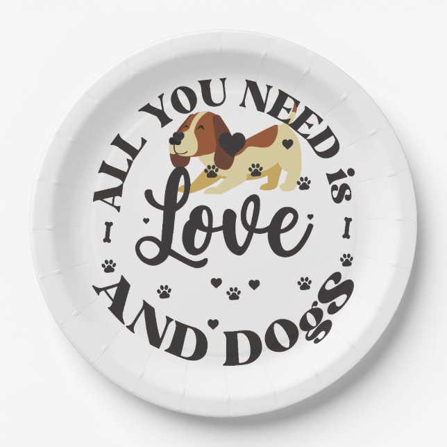 Assiettes En Carton Thème "Amour et Chiens" (Devant)