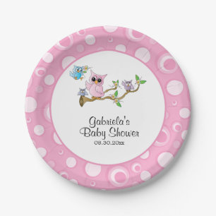 Assiettes En Carton Thème Baby shower Chouette Bébé Rose