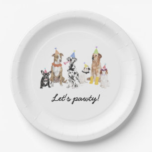Assiettes En Carton Thème Chien Faisons Pawty Chien Fête d'anniversair