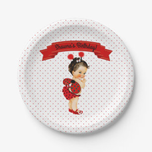 Assiettes En Carton Thème coccinelle bébé fille points rouges