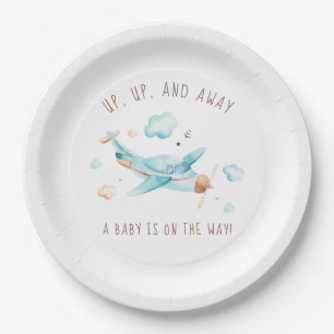 Assiettes En Carton Thème de Baby Shower Avion « Up Up and Away »