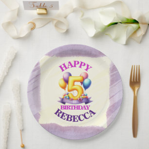 Assiettes En Carton Thème de ballon pour le 5ème anniversaire