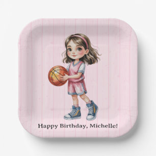 Assiettes En Carton Thème de basket-ball Fête d'anniversaire pour la f