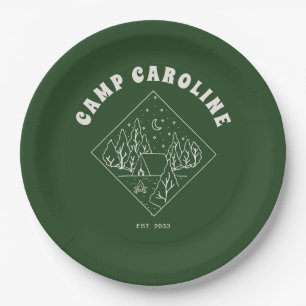 Assiettes En Carton Thème de camping pour enterrement de vie de jeune