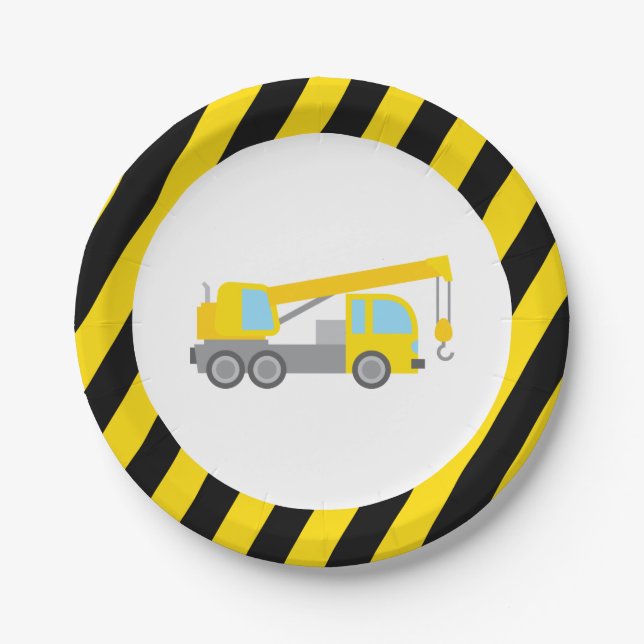 Assiettes En Carton Thème de construction fête d'anniversaire (Devant)