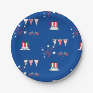Assiettes En Carton Thème de fête aux USA Plaques de papier patriotiqu