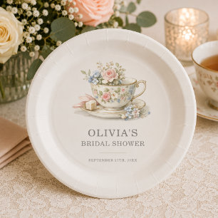 Assiettes En Carton Thème de fête de thé de style vintage pour la douc