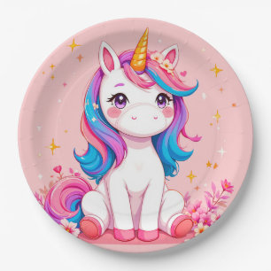 Assiettes En Carton Thème de fête licorne mignonne pour célébrations m