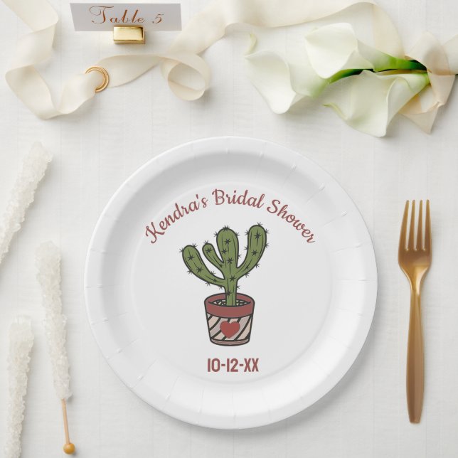 Assiettes En Carton Thème de fête Mariage Cactus personnalisé (Mariage)