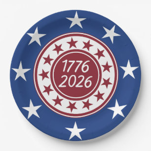 Assiettes En Carton Thème de fête patriotique 1776-2026 