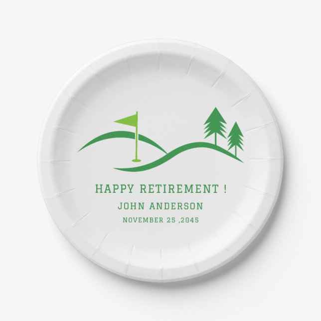 Assiettes En Carton Thème de golf vert Fête de retraite  (Devant)