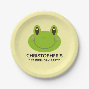 Assiettes En Carton Thème de la grenouille de la fête des enfants d'an