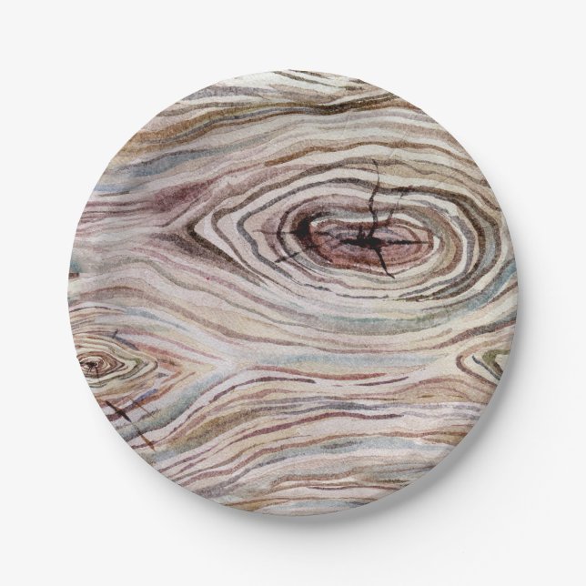 Assiettes En Carton Thème de mariage champêtre à l'aquarelle avec grai (Devant)