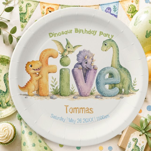 Assiettes En Carton Thème dinosaure mignon (Créateur téléchargé)
