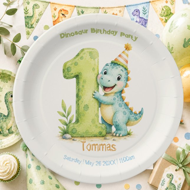 Assiettes En Carton Thème dinosaure mignon (Créateur téléchargé)