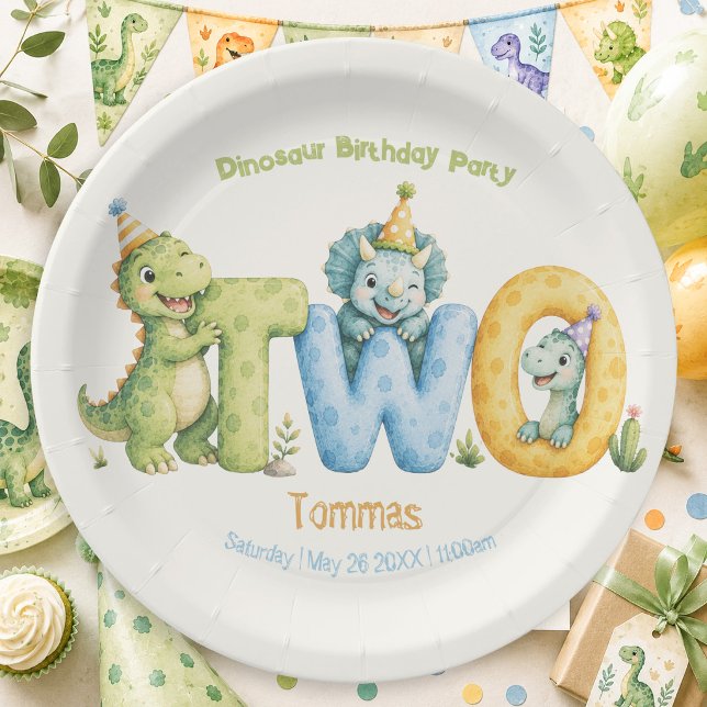 Assiettes En Carton Thème dinosaure mignon (Créateur téléchargé)