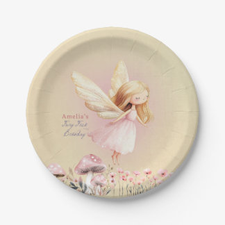 Assiettes En Carton Thème Fée pour la 1ère année d'une jolie fille