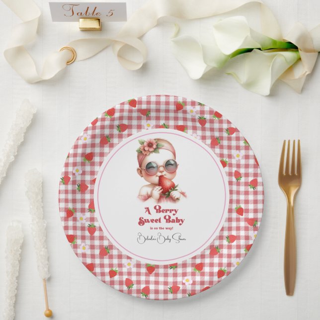 Assiettes En Carton Thème fraise Berry Baby shower sucré (Mariage)