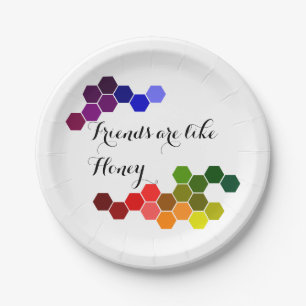 Assiettes En Carton Thème Miel Avec Mots Positifs