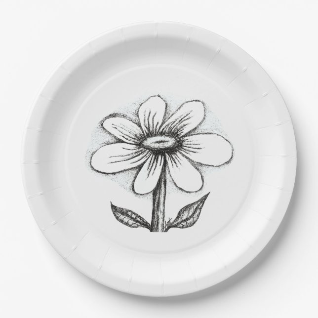 Assiettes En Carton theme paper plates for her with daisy (Devant)