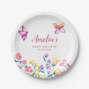 Assiettes En Carton Thème papillon de Baby Shower Jardin Floral