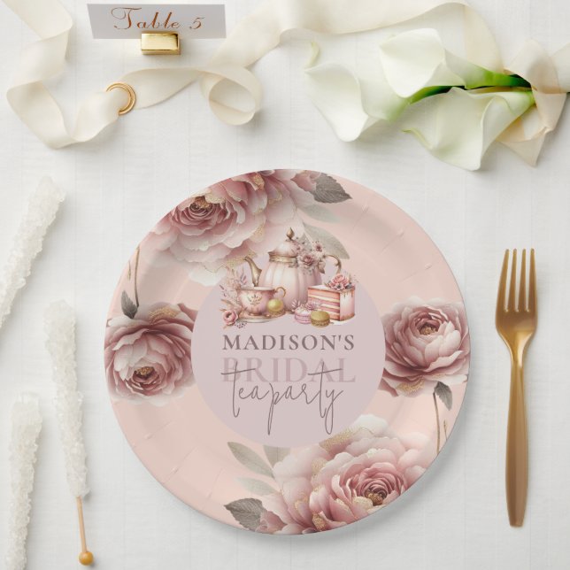 Assiettes En Carton Thème personnalisé pour Tea Shower de mariage à l' (Mariage)