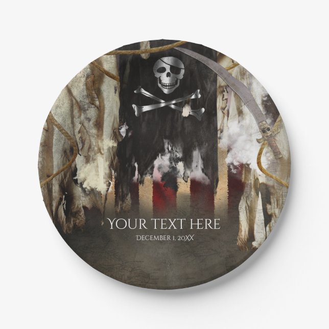 Assiettes En Carton Thème pirate Anniversaire ou Bachelor Party (Devant)