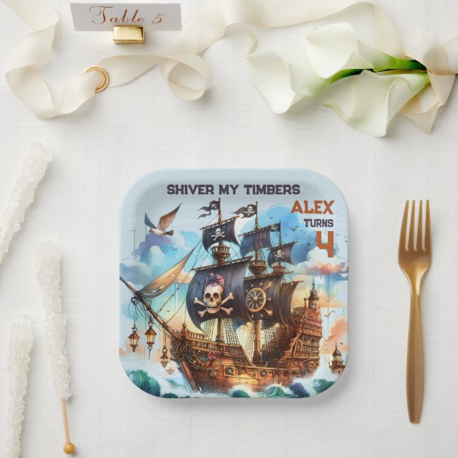 Assiettes En Carton Thème pirate de Frisson Mes Bois (Mariage)