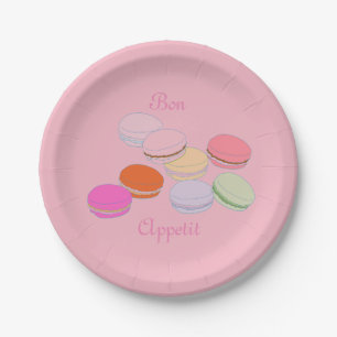 Assiettes En Carton Thème Rose Paris Macaron Français Bon Appétit