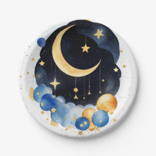 Assiettes En Carton Thème Twinking Sky Baby shower Moon & Stars