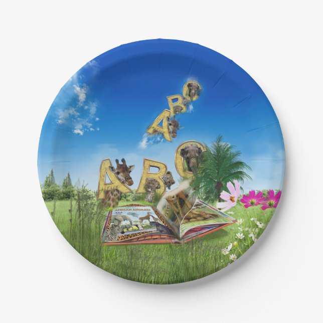 Assiettes En Carton Thèmes ABC Capital Alphabet. (Devant)