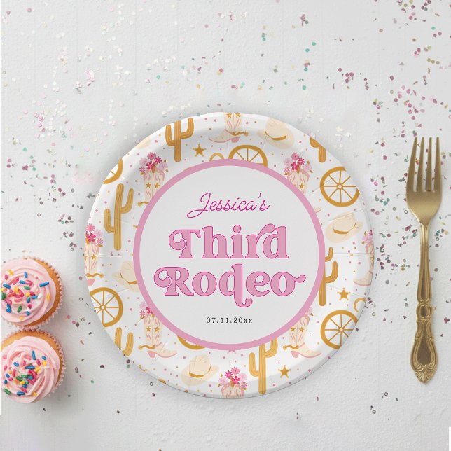 Assiettes En Carton Third Rodeo Cowgirl 3rd Birthday (Créateur téléchargé)