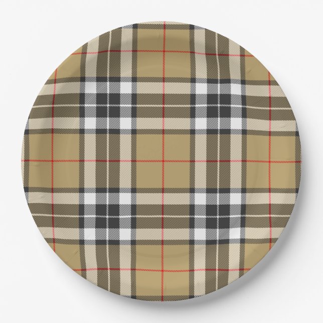 Assiettes En Carton Thomson Camel Tartan Plaid Family Mode Motif (Devant)
