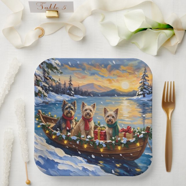 Assiettes En Carton Tibetan Terrier Christmas Boat Holiday (Mariage)