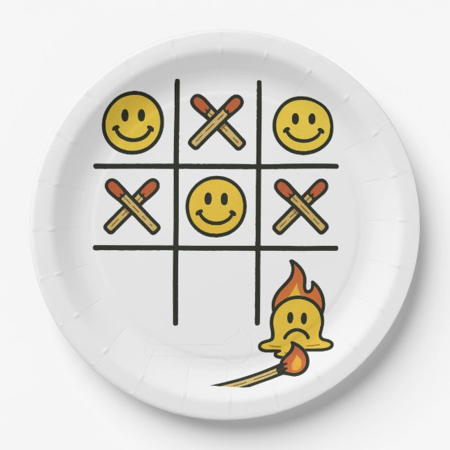 Assiettes En Carton Tic Tac Toe (Devant)