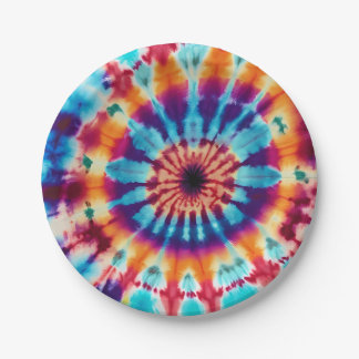 Assiettes En Carton Tie Dye Motif
