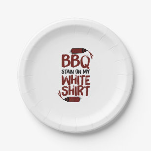 Assiettes En Carton Tige barbecue sur mon blanc Premium