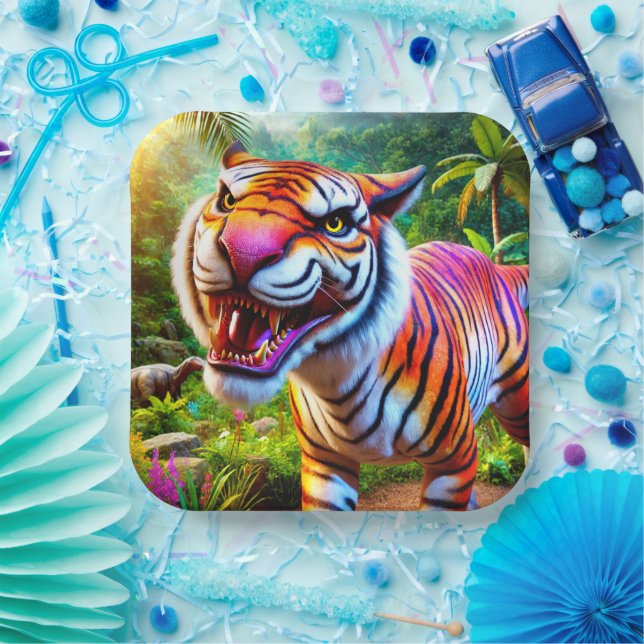 Assiettes En Carton Tiger Art (Fête)