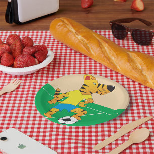 Assiettes En Carton Tiger Jouer au football