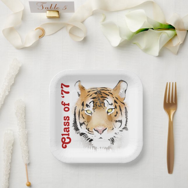 Assiettes En Carton Tiger Tiger Classe aquarelle Réunion (Mariage)