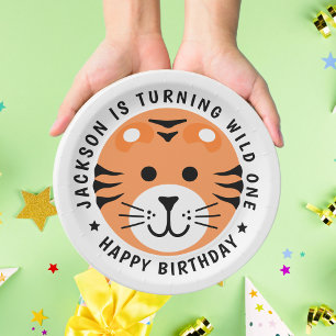 Assiettes En Carton Tiger Wild One Jungle Safari Anniversaire de enfan