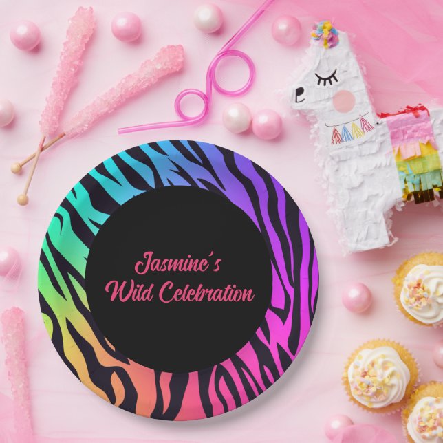 Assiettes En Carton Tigre arc-en-ciel Imprimer Celebation sauvage (Fête)