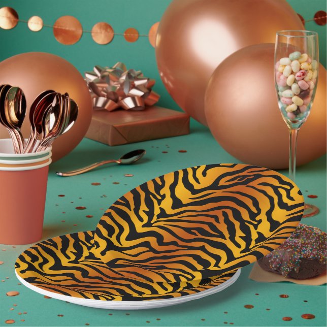 Assiettes En Carton Tigre rayé (Multi)