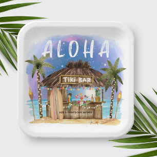 Assiettes En Carton Tiki Beach Bar Baby shower tropical