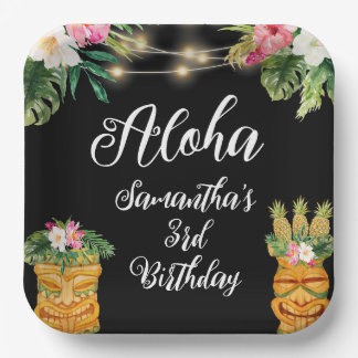 Assiettes En Carton Tiki Hawaiian Aloha Tropical Birthday Luau Party