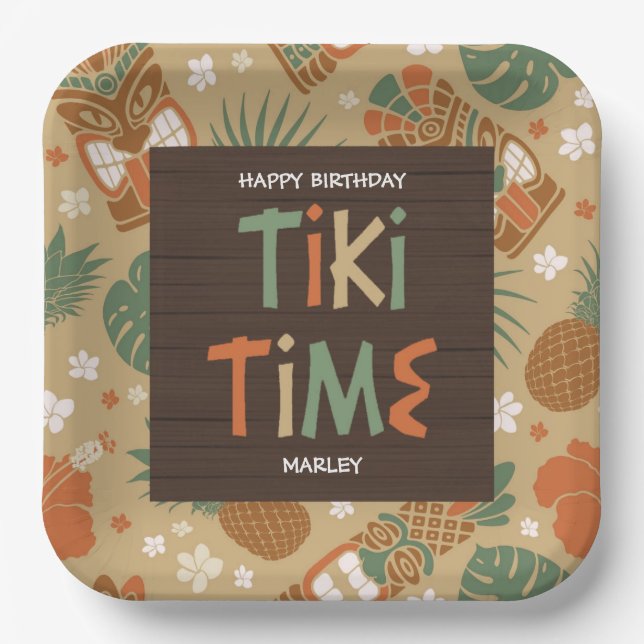 Assiettes En Carton Tiki Party Tropical Luau anniversaire (Recto)