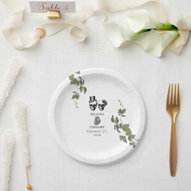 Assiettes En Carton Til Death Coeur gothique Mariage des crânes florau (Mariage)