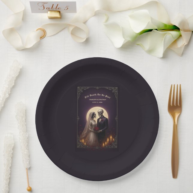 Assiettes En Carton Till Death Do Us Part Gothic Skeletons Wedding (Mariage)
