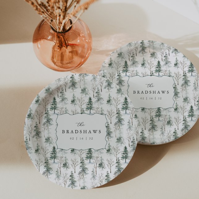 Assiettes En Carton Timber Grove Evergreen Forest Wedding (Créateur téléchargé)