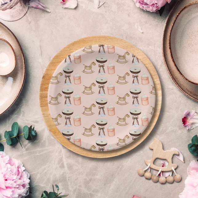 Assiettes En Carton Tini One rose Espresso Martini Baby shower fille (Créateur téléchargé)